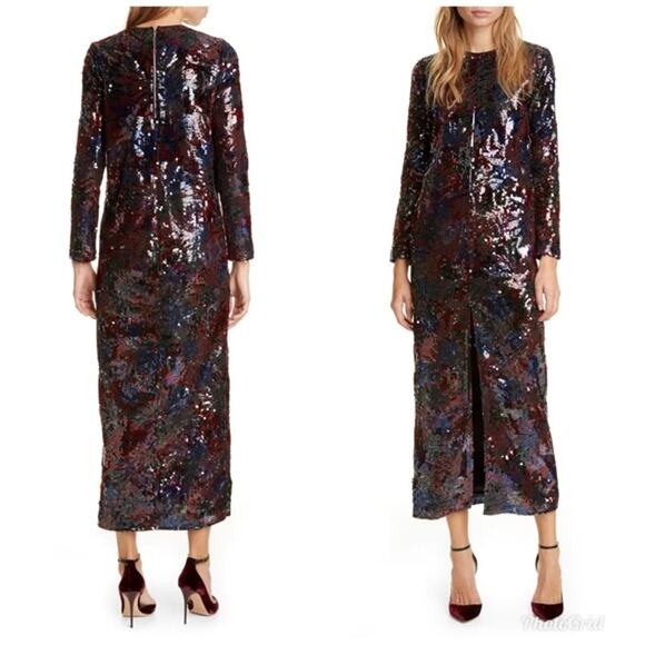 ROSEANNA Bowie Parrots Sequin Long Sleeve Maxi Dress US 2 NWT - Picture 2 of 14